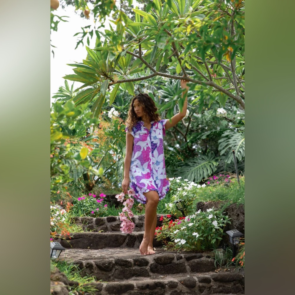 ❌SOLD❌ Eternal Summer Hawaii Mary Dress in Purple Jade's Orchids